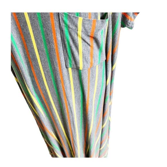 LulaRoe Striped Maxi Dress Grey Multicolor Plus Size 3X NWOT Comfort - Picture 9 of 11